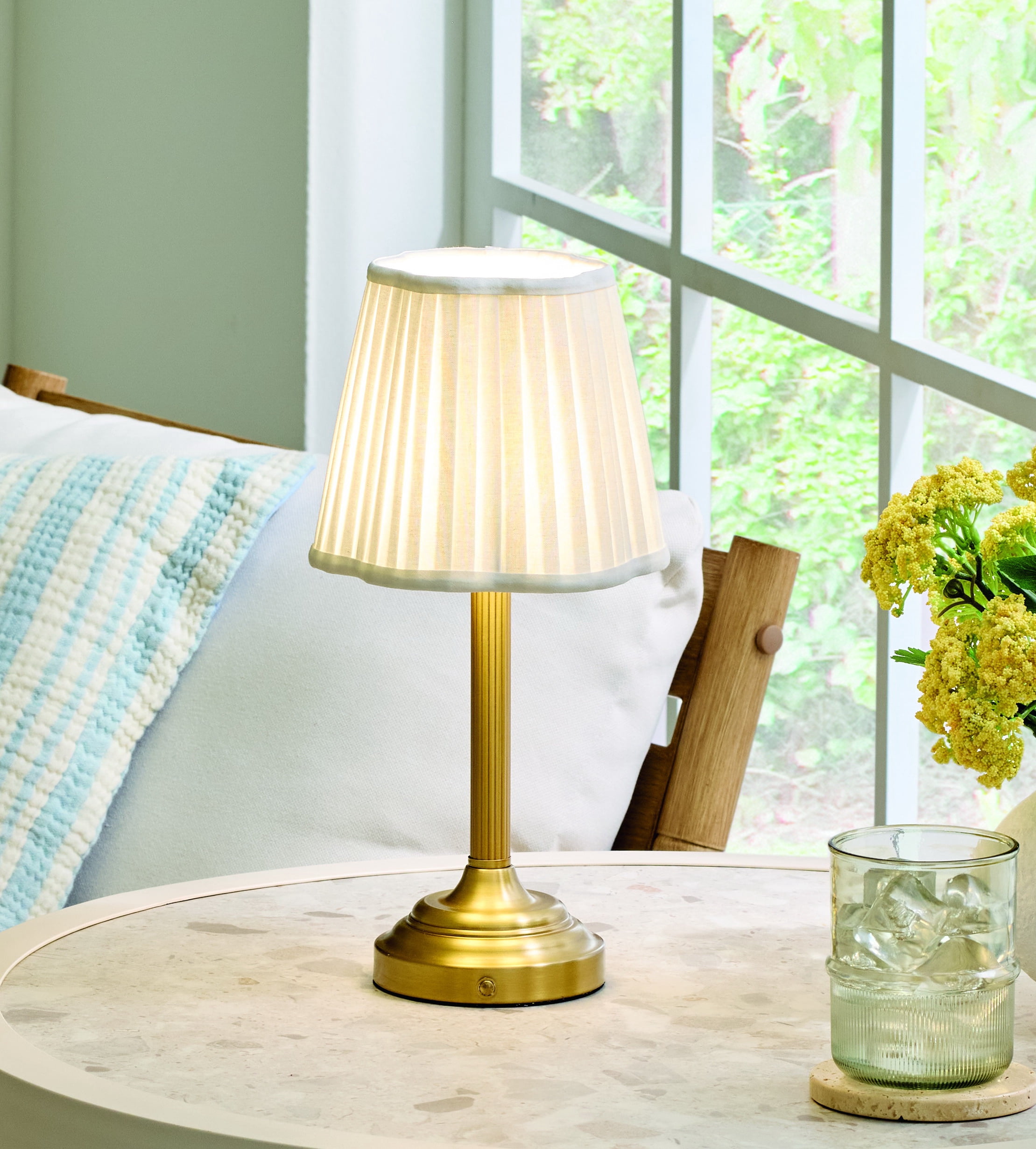 Better Homes & Gardens 13" White Shade Rechargeable Portable Lamp