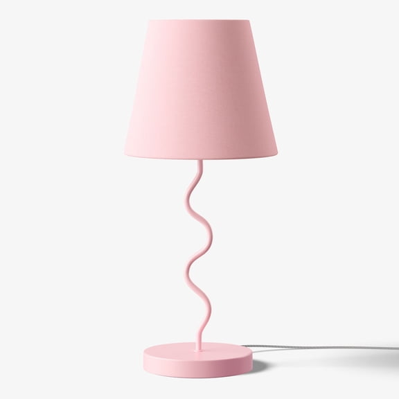 Mainstays Kids 17.25-Inch Curvy Table Lamp with Pink Fabric Shade