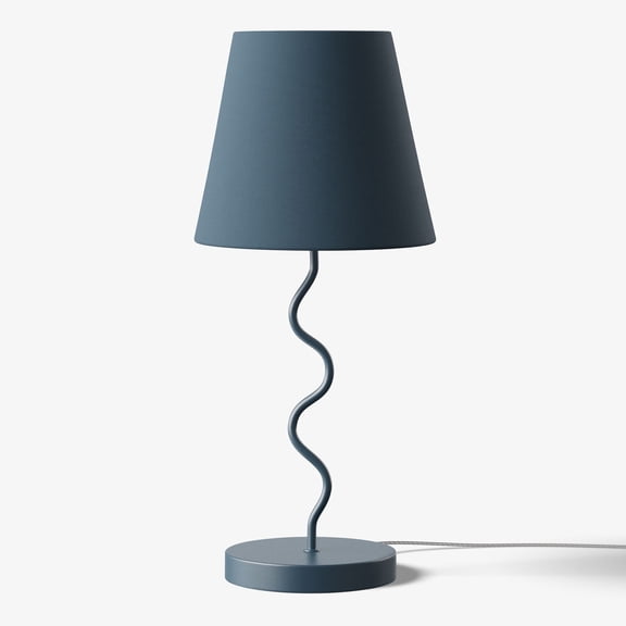 Mainstays Kids Blue Curvy Table Lamp with 17.25" Fabric Shade