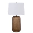thumbnail image 1 of Mainstays 23 Inch Ribbed Glass Table Lamp with White Shade and Brown Finish, 1 of 5