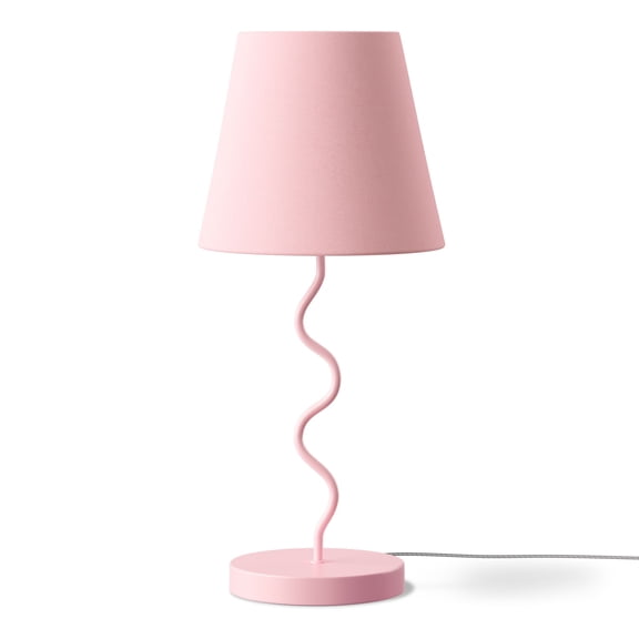 Mainstays Kids 17.25-Inch Curvy Table Lamp with Pink Fabric Shade