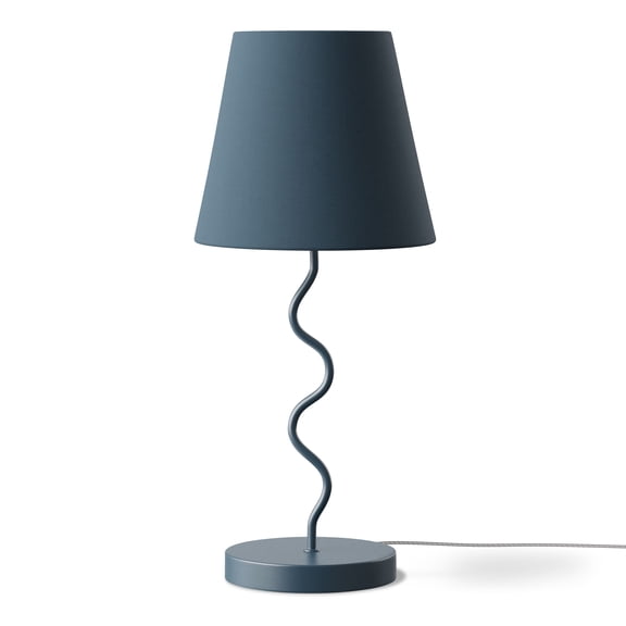 Mainstays Kids Blue Curvy Table Lamp with 17.25" Fabric Shade