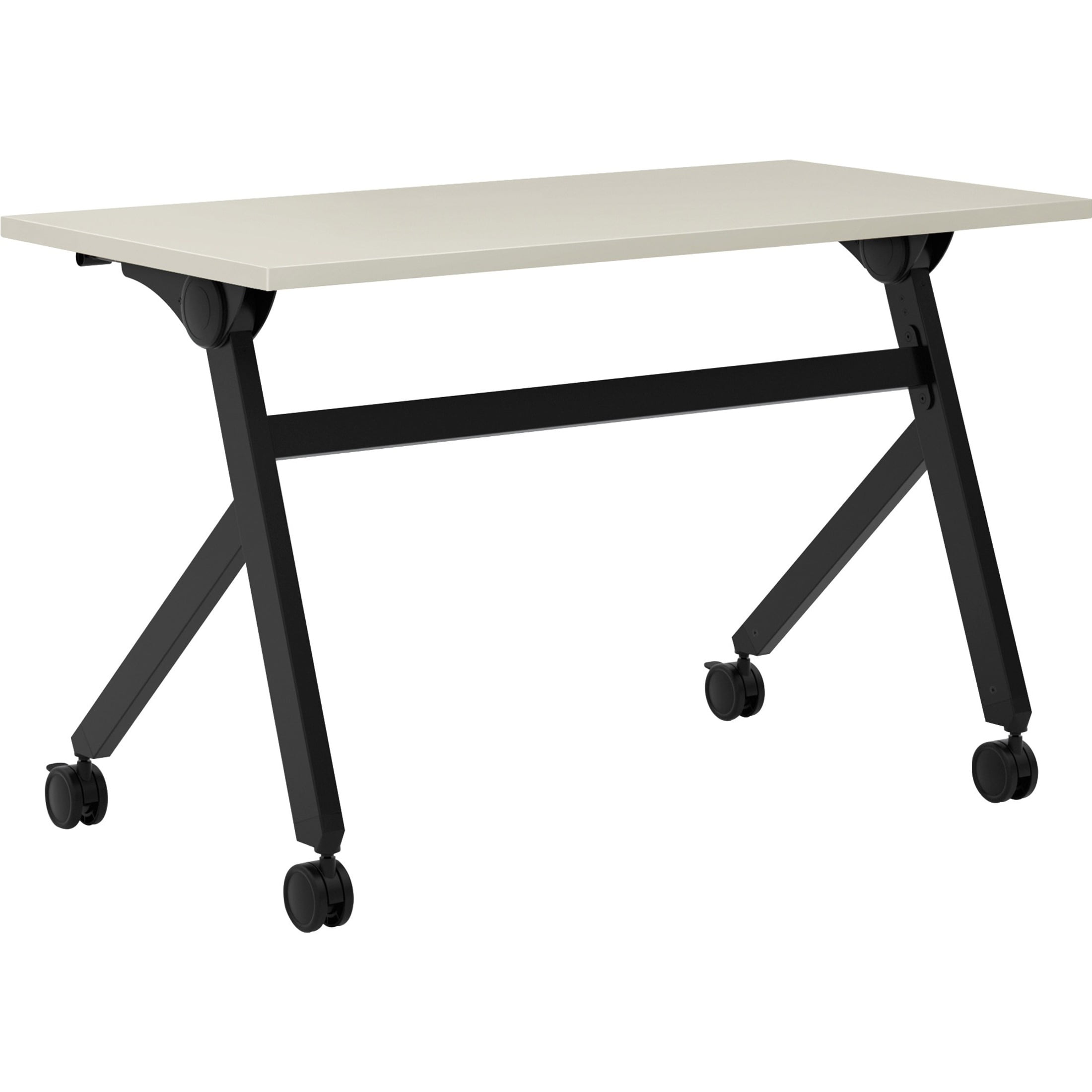 Light Gray Melamine Multipurpose Flip Base Table with Steel Legs