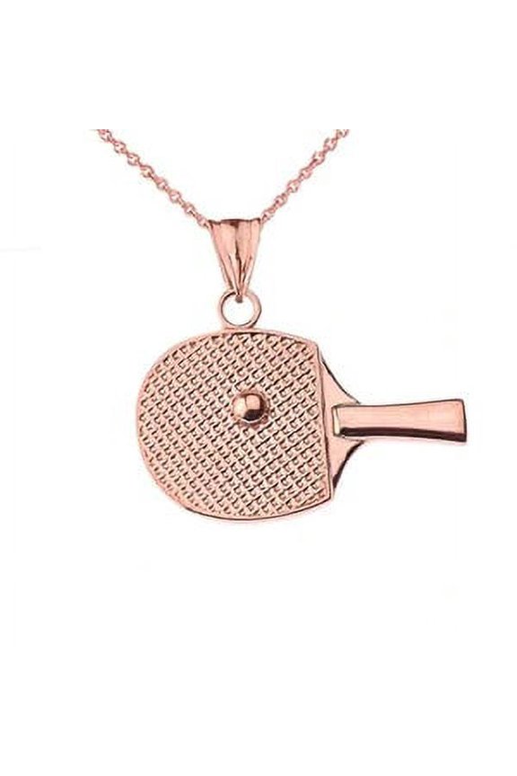 TABLE TENNIS RACKET PENDANT NECKLACE IN ROSE GOLD :  14K  Pendant with 18" chain