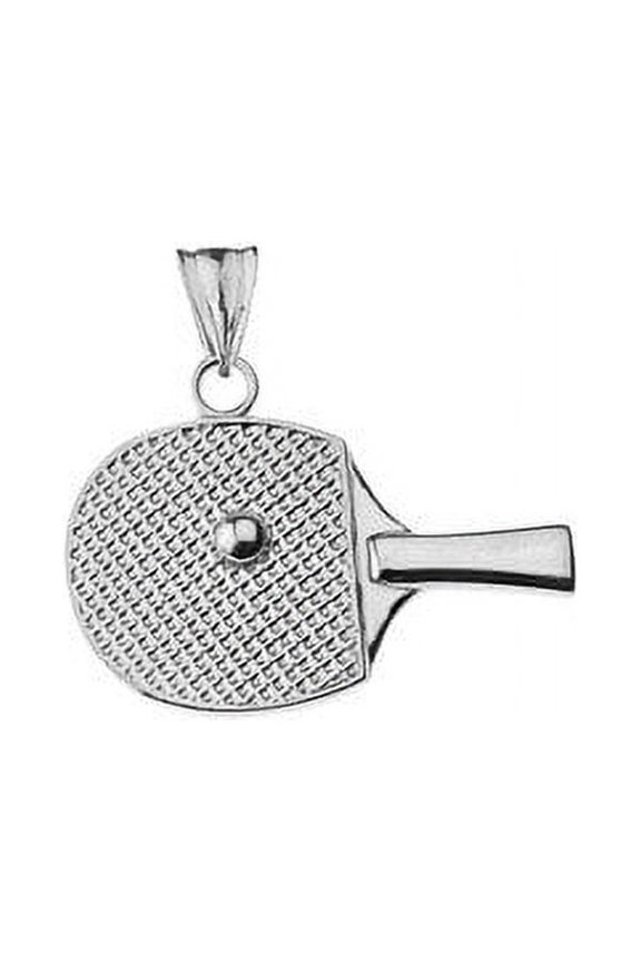 TABLE TENNIS RACKET PENDANT NECKLACE IN WHITE GOLD :  10K  Pendant with 22" chain