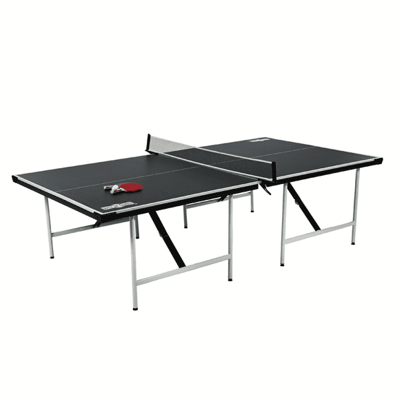Hall of Games Official Size Ping Pong Table Tennis Table, Space Saving No Assembly Design with Accessories, Black/White