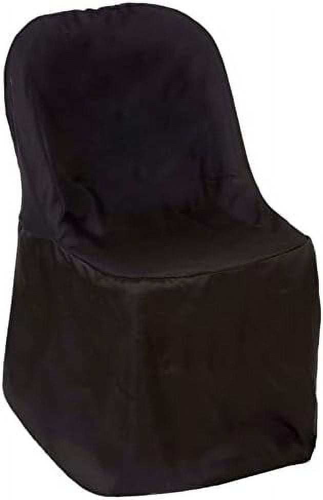 TABLECLOTHSFACTORY 20 Black Linen Polyester Folding Chair Cover Dining