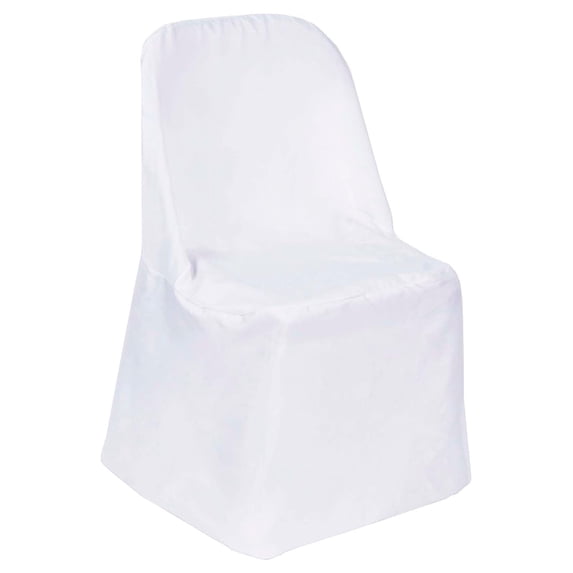 TABLECLOTHSFACTORY 40 PCS White Linen Polyester Folding Chair Cover Dinning Chair Slipcover for Wedding Party Event Banquet Catering