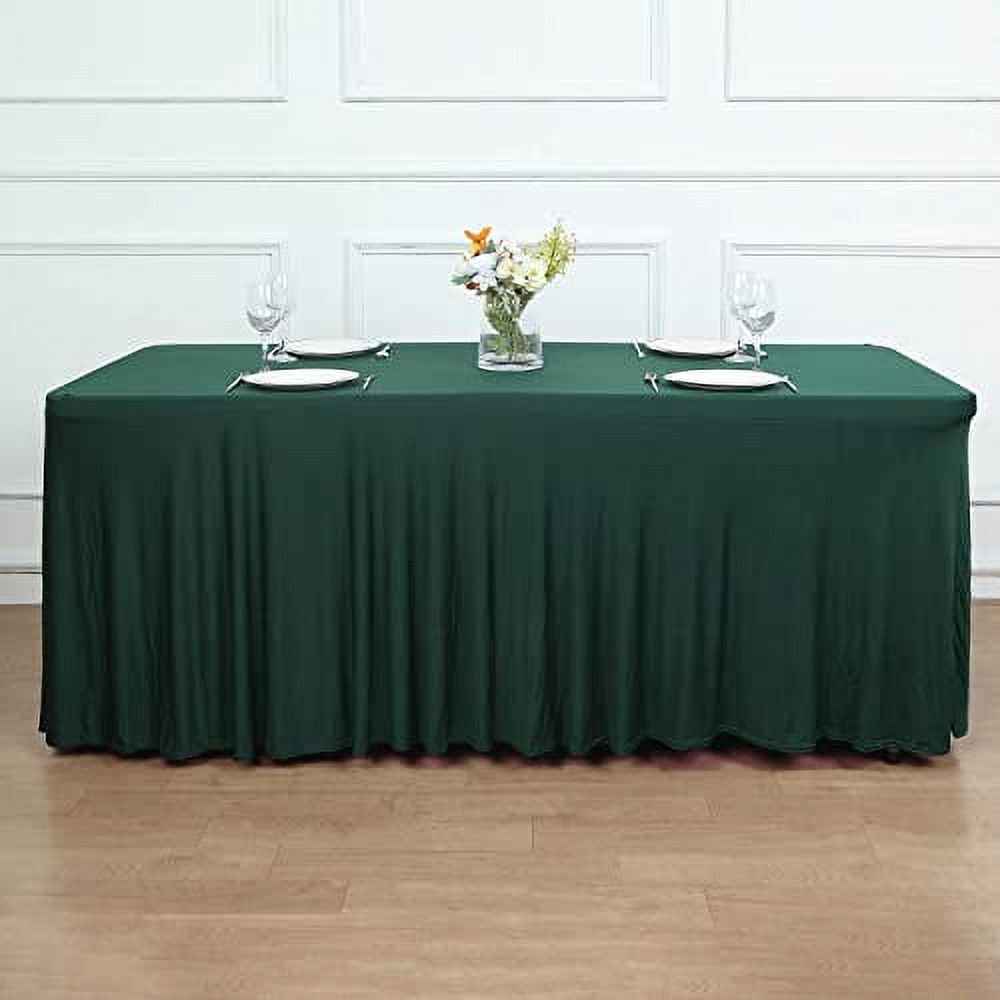 TABLECLOTHSFACTORY 6Ft Emerald Green Spandex Fitted Rectangle One Piece