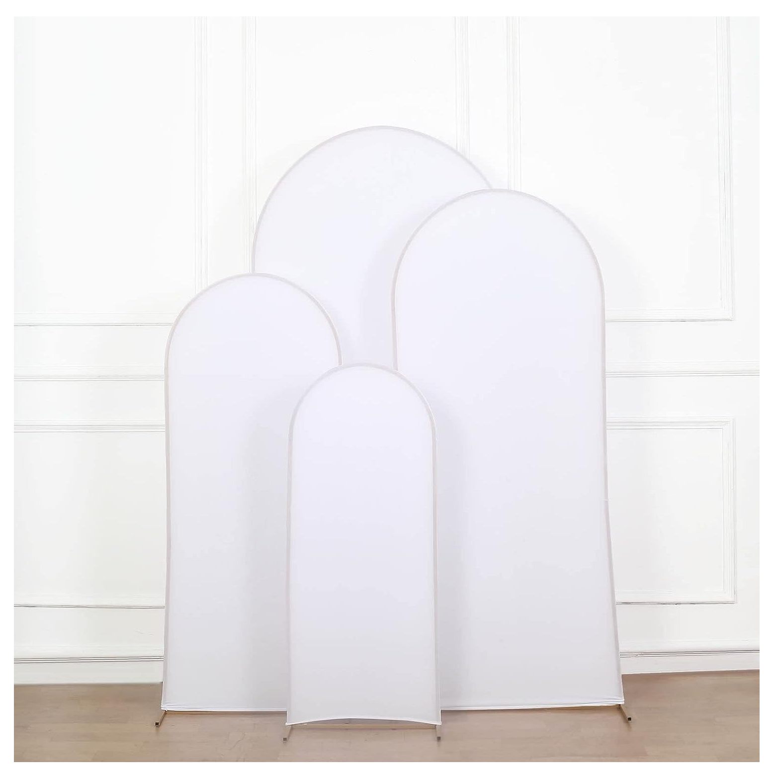 TABLECLOTHSFACTORY Set of 4 Matte White Spandex Fitted Wedding Arch