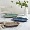 thumbnail image 1 of Tabletops Gallery 3 Piece Tuscan Stoneware Serving Trays Platters Set, Blue Teal Taupe, 1 of 6