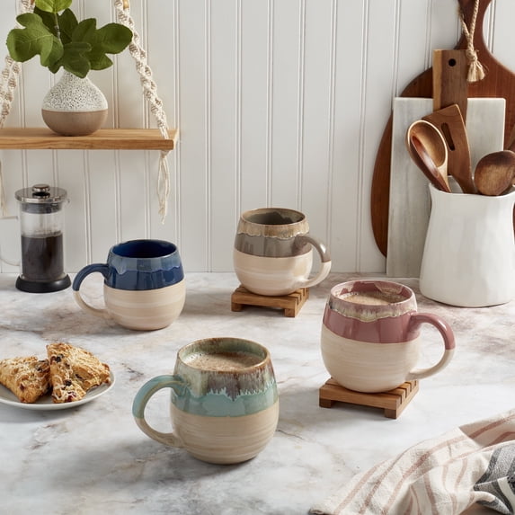 Tabletops Gallery Tuscan 26-ounce Assorted Color Glaze Stoneware Mugs (Set of 4)