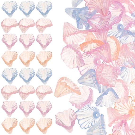 TABLETREANDS 100Pcs Jewelry Beads for Making Jewelry Acrylic Trumpet Flower Shape Lavender