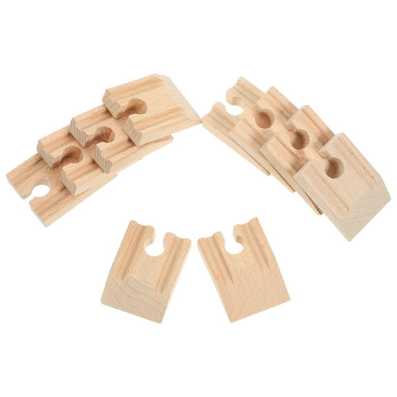TABLETREANDS 10Pcs Beige Wooden Concave Train Tracks for Train Systems and Imagination Training
