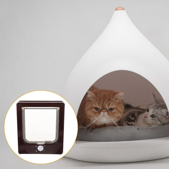 TABLETREANDS 1Set Cat Door for Indoor Use with Rotating Switch for Pet Owners