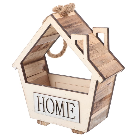 TABLETREANDS 1Set House Shape Light Yellow Wooden Wall Vase for Living Room Decor