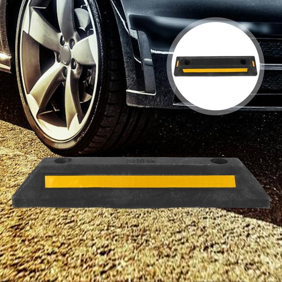 TABLETREANDS 1Set Parking Aid Garage Floor Stops for Vehicles Rectangular Rubber Design 51.5x13.5x8 in