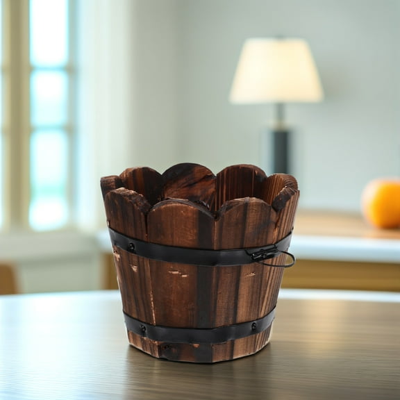 TABLETREANDS 1Set Round Wood Planter for Rustic and Natural Decor 4.60X4.60X3.93in