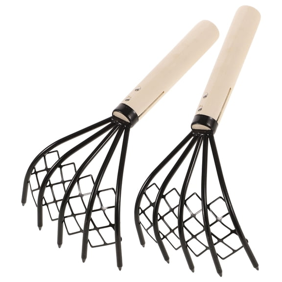 TABLETREANDS 2Pack Black Rake with Net for Seafood Digging and Oyster Collecting 10.2x4.9in