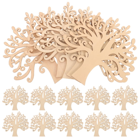 TABLETREANDS 30Pcs Tree-shaped Wooden Cut Outs Beige Diy Decoration Ornament Christmas Home Decoration Families