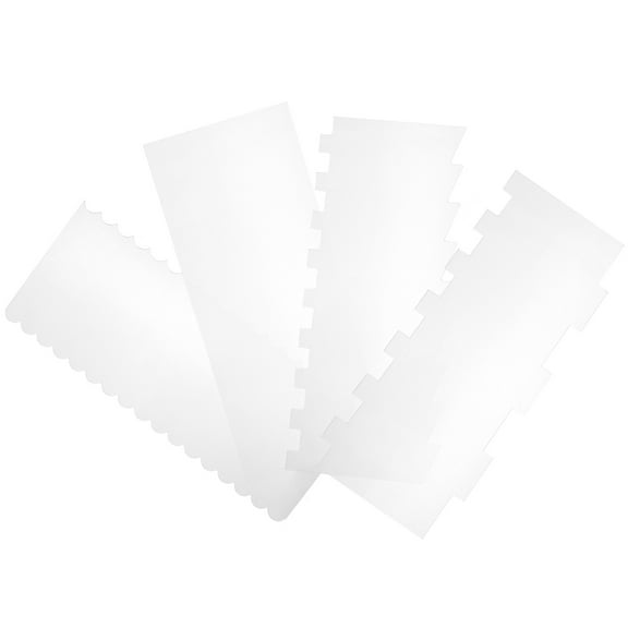 TABLETREANDS 4Pcs Rectangular Cake Smoother Scraper for Baking and Pastry Tools Clear Acrylic