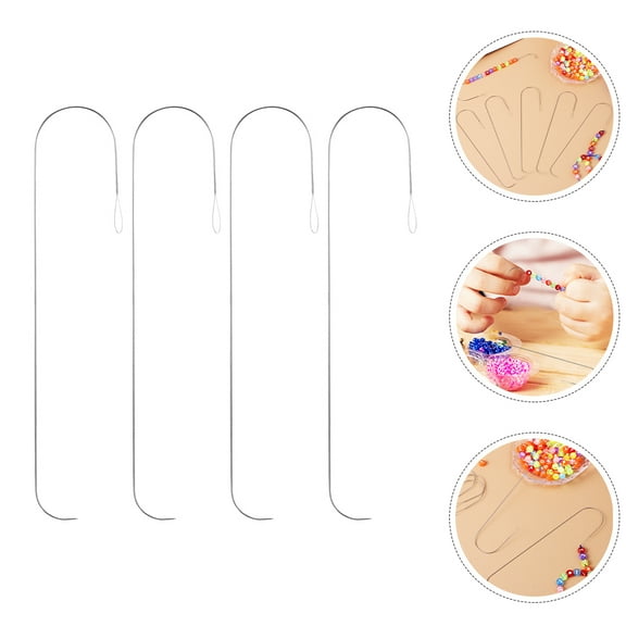 TABLETREANDS 4Pcs Threading Needle for Beads Embroidery Curved Needles for Diy Lovers