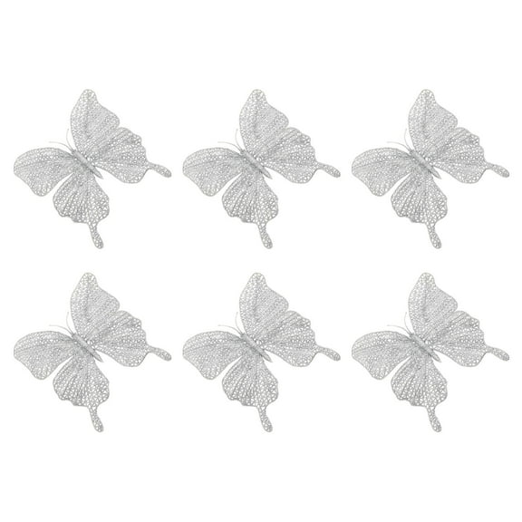 TABLETREANDS 6Pcs Diy Butterfly Craft Silver Glitter Powder for Christmas and