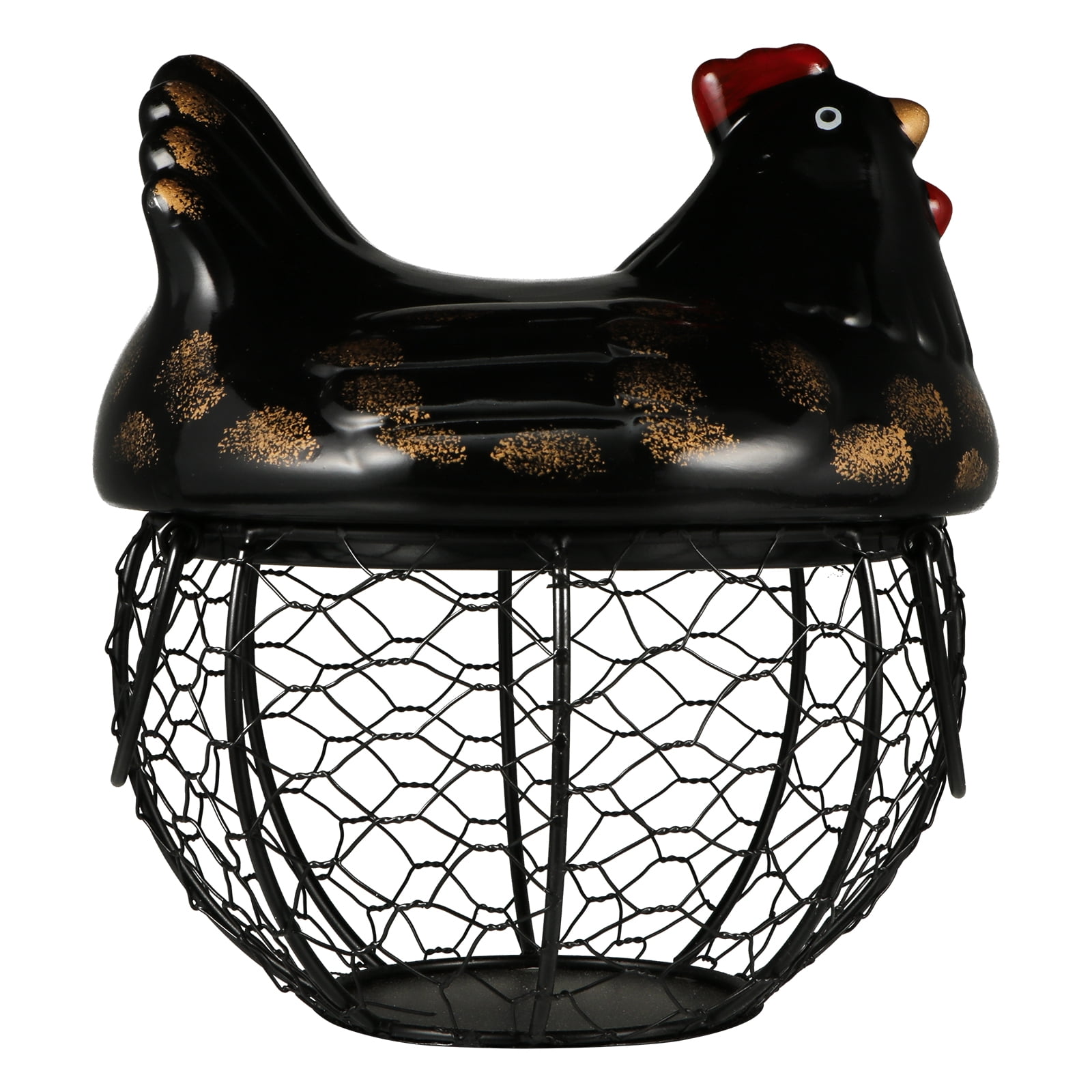 CATIEBYE Iron Storage Basket, Black, Chicken Design, Multi-Use for Home Decor 1Pc