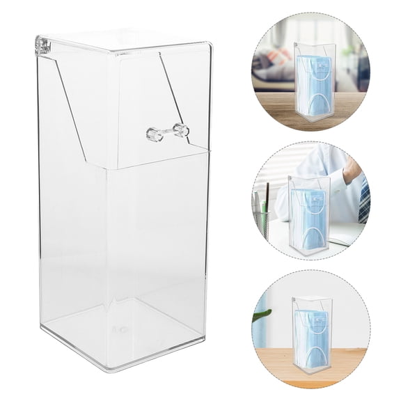 TABLETREANDS Facial Mask Holder Clear Type Portable Plastic Storage Box for Masks Home and Office 1Pack 8.3X3.5X3.5In