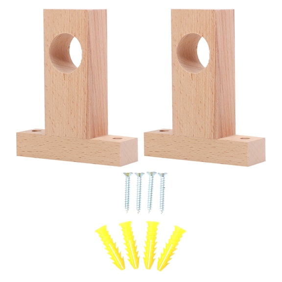 TABLETREANDS Rod Bracket Wooden Round Room Decor 1 Set 4.52X3.81X0.98In