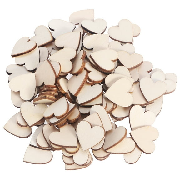 TABLETREANDS Unfinished Wood Hearts Heart Wood Discs Scrap Booking 100Pcs 0.8*0.8*0.1in