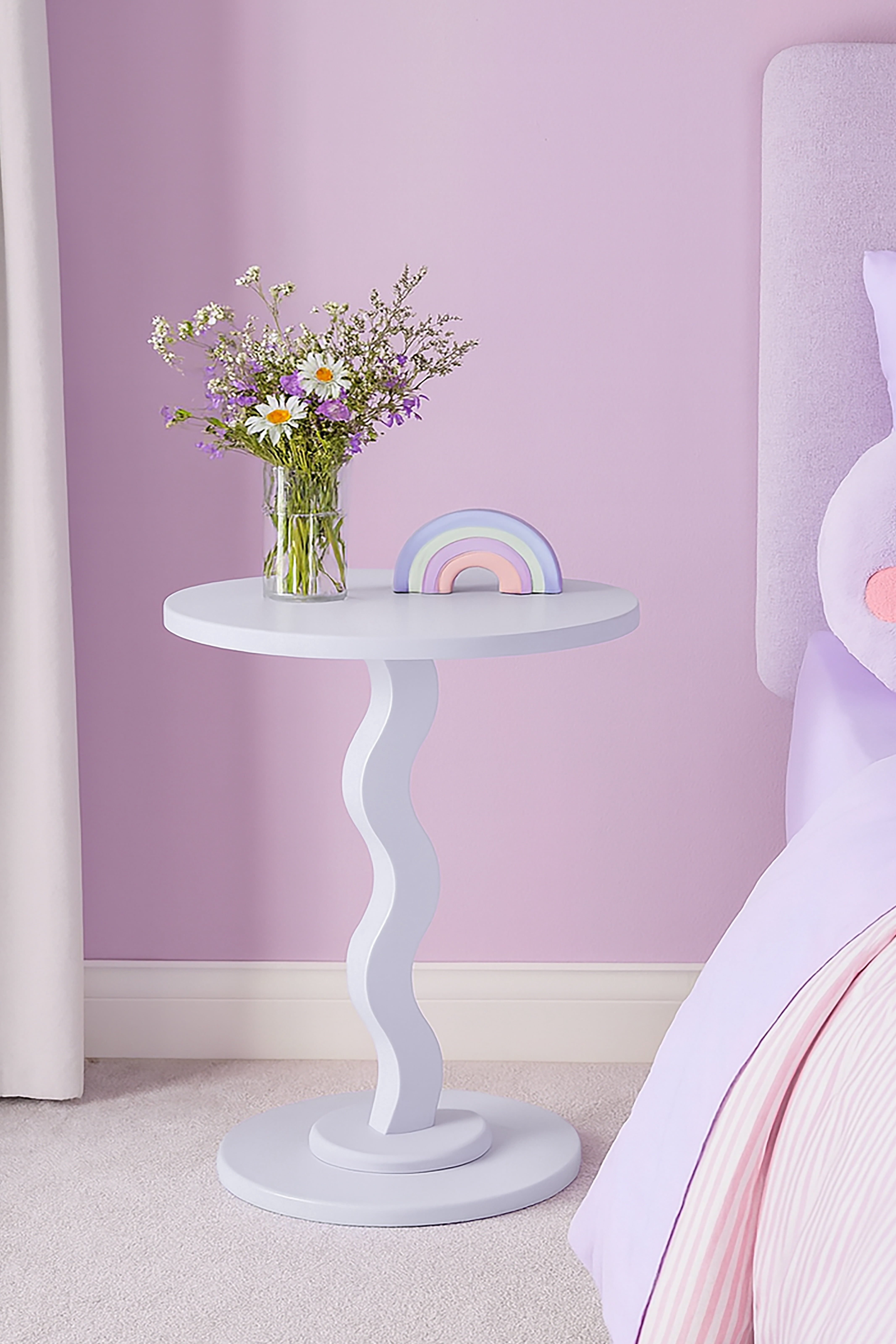 Mainstays Kids Wood Wavy Side Table, Halogen Blue