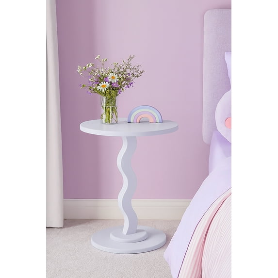 Mainstays Kids Wood Wavy Nightstand Side Table, Halogen Blue