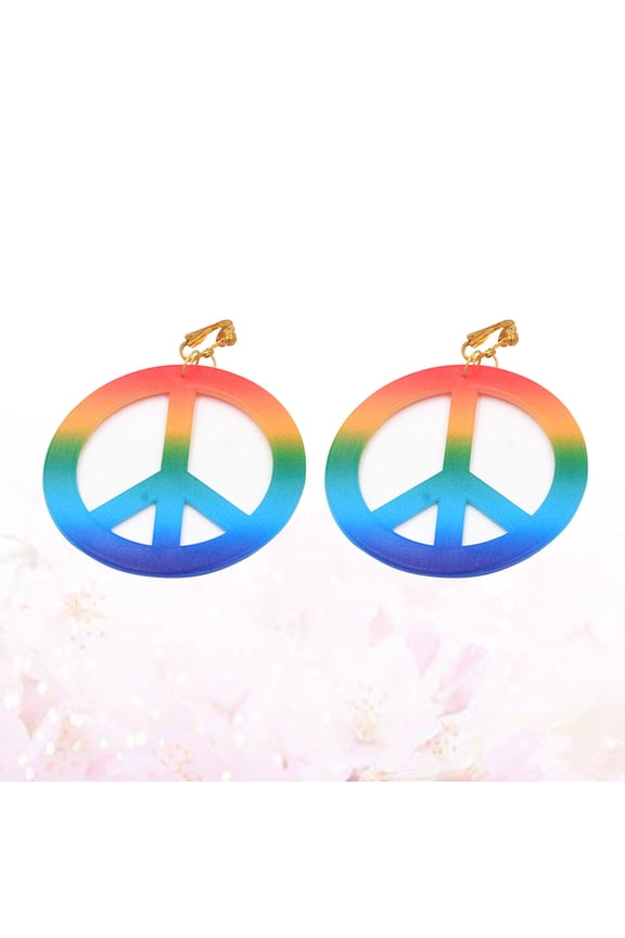 1 Pair Peace Symbols Earrings Exaggerated Appearance Multi-colored Jewelry Accessories for Women