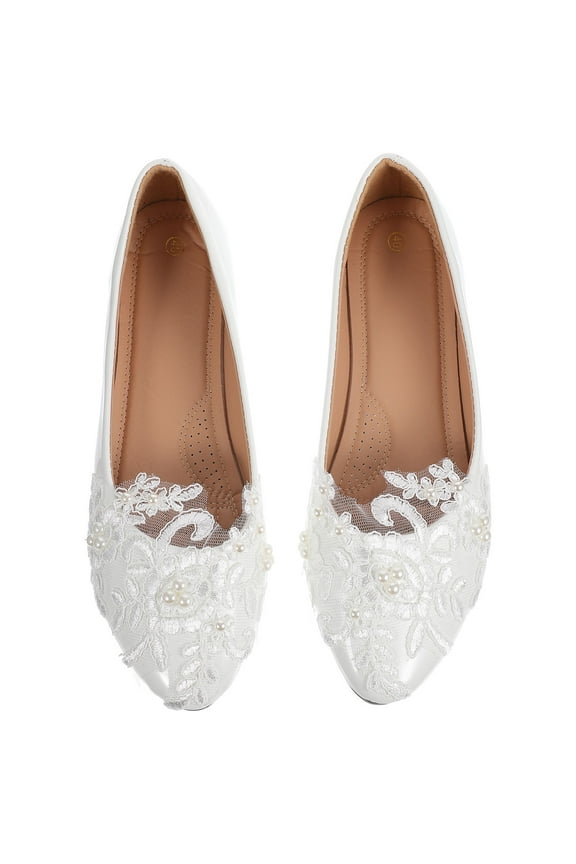 1 Pair Bridal Shoes White Flat Shoes Breathable for Women Daily Life