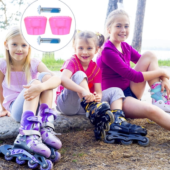 TABLZONE 1 Pair of Wear-resistant Skate Brakes Transparent Pink Adjustable Height for Skaters