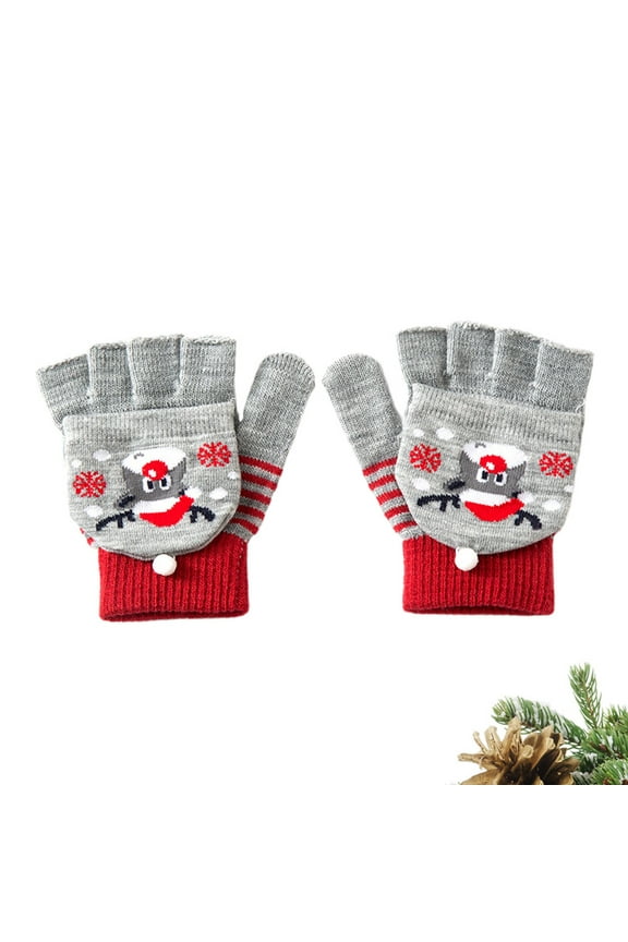 1 Pair Multi-Color Knitted Winter Gloves Lightweight Soft Warm Outdoor Gloves for Men Women