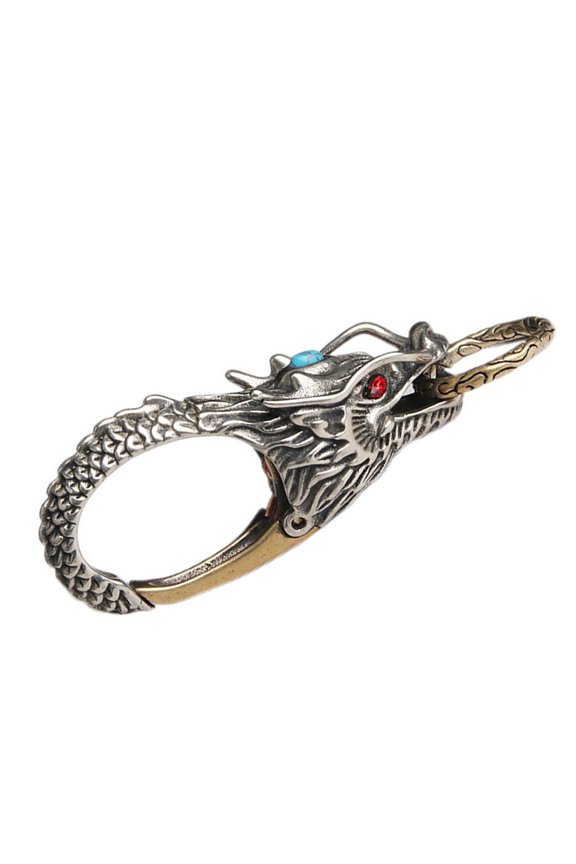 1 Pc Dragon Key Chain Brass Retro Style Keyring Decoration for Daily Use