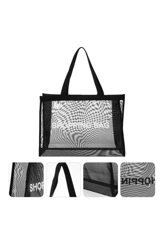 Black Nylon Mesh Travel Storage Bag Lightweight Spacious Organizer for Toiletries Accessories 1 Pc