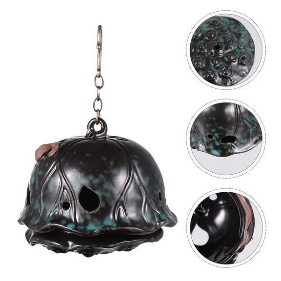 TABLZONE Ceramic Hanging Incense Burner Censer Green for Home Decor and Aromatherapy