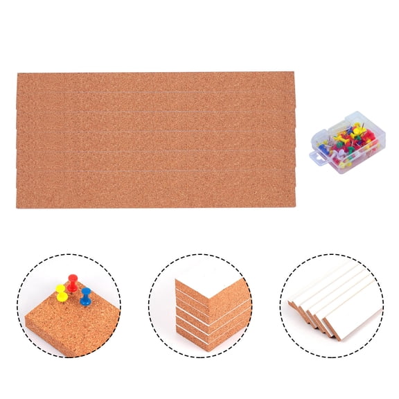 TABLZONE 1 Set Light Brown Frameless Cork Bulletin Bar p for Office with Pushpins