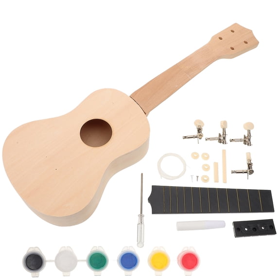 TABLZONE 1 Set Kid Ukulele Wood Ivory DIY Assembly Kit for Beginners