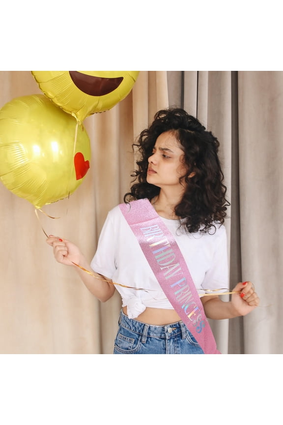 1 Set Happy Birthday Headband Pink Sparkly Accessory for Women Birthday Parties