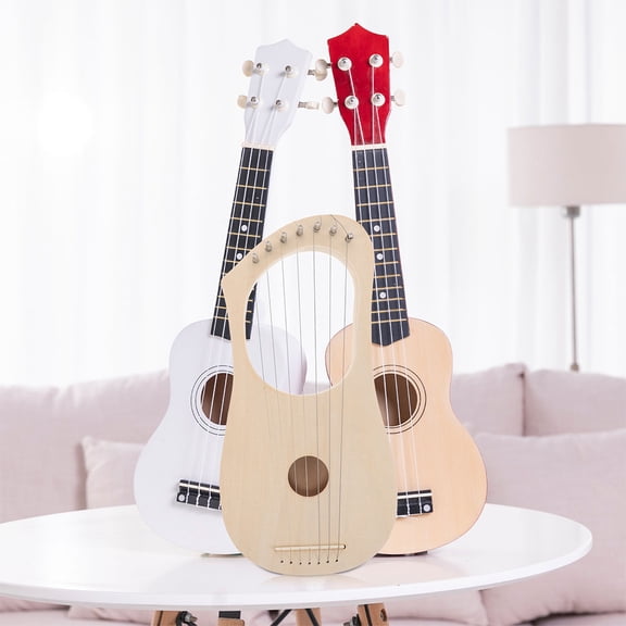TABLZONE Bass Lyre Harp Easy Assembly Beige Wood and Metal Frame Rich Range for Home Music Practice