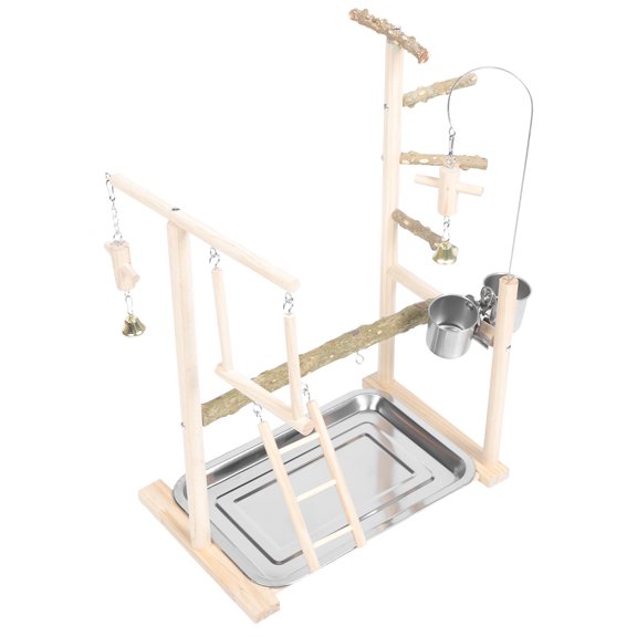 TABLZONE 1 Set Parrot Cage Toy Bird Standing Rod Wooden Beige for Birds