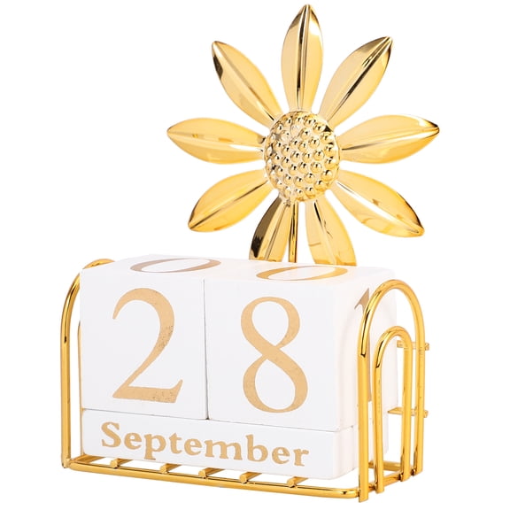 TABLZONE Wooden Calendar Block with Stylish Accents, Ideal Desktop Decoration for Office and Home Daily Use