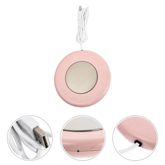 TABLZONE 1Set USB Cup Warmer Pink Heating Coaster for Home Use Keeps Drinks Warm All Day
