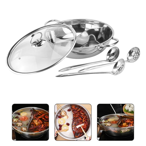 TABLZONE Stainless Steel Dual Hot Pot Multi-Purpose Electric Cooker for Home Cooking and Family Meals 1 Set