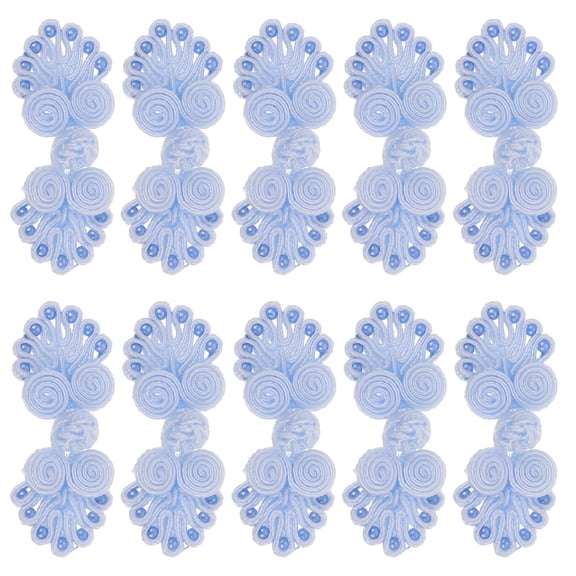 TABLZONE 10 Pcs Sky Chinese Knot Closure Buttons, Polypropylene Fiber Frog Fasteners for Bags, Crafts, and Sewing
