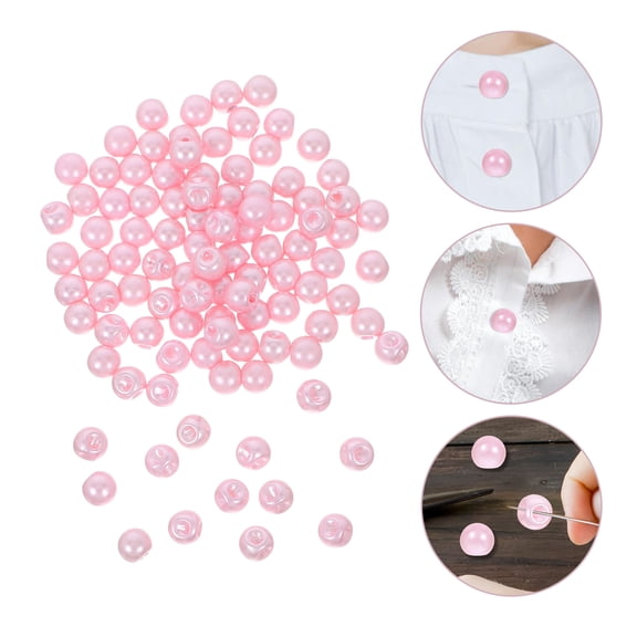TABLZONE Elegant Pink Resin Faux Pearls Buttons for Sewing and Decoration 100Pcs
